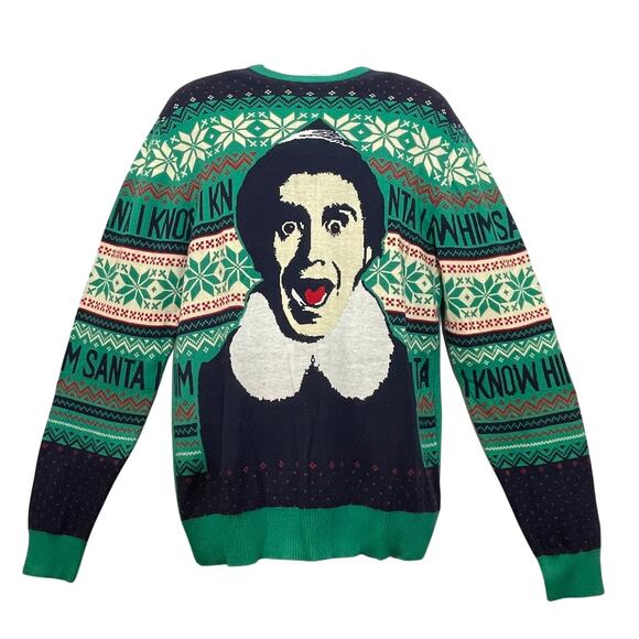 Celebrate Together Elf The Movie SANTA I KNOW HIM Ugly Christmas Sweater Size L - Picture 1 of 4